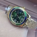 Replica Rolex Oyster Perpetual Pearlmaster Yellow Gold Watch Green Face